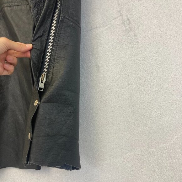 Leather Club Chaps Mens Large L Black Motorcycle Adjustable Belt Zip Side Snap - Picture 13 of 16